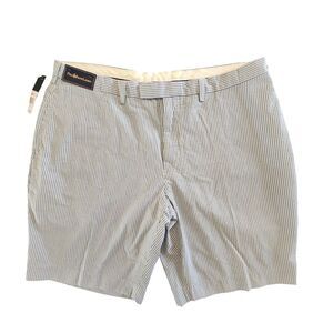 Ralph Lauren Polo Mens 42 Blue Suspender Buttons‎ Seesucker Stripe Shorts New